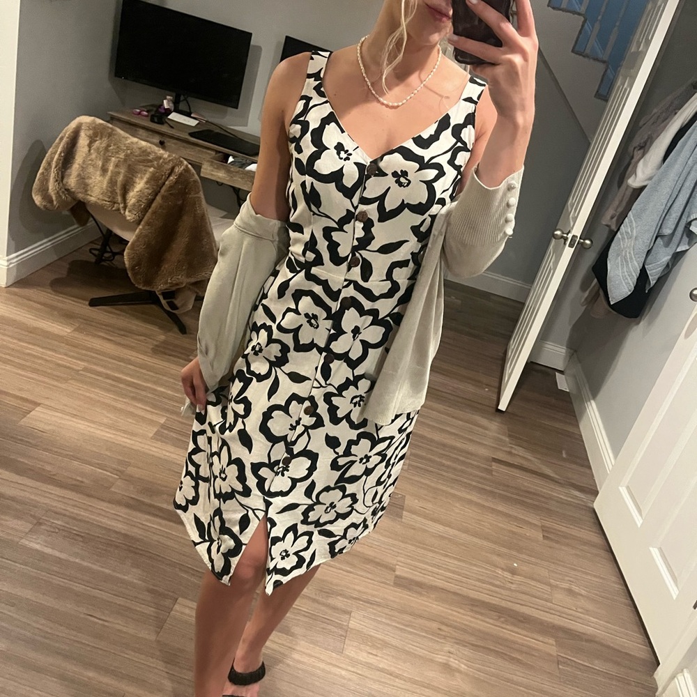 Floral Black and White Dress